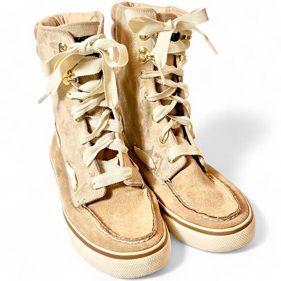Sperry Top-Sider‎ Acklins Y2K Womens 6 Gold Camo Leather Lace-up High Top Boots - Picture 2 of 11